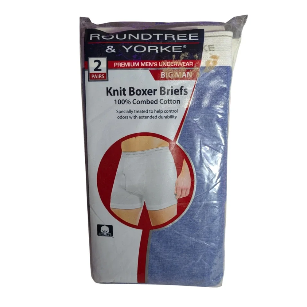 Roundtree Yorke-Big Man - Size 50 - Knit Boxer Briefs - 2 pack - Blue & Grey NWT